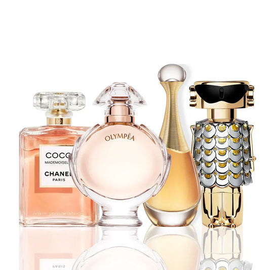 Conjunto de 4 perfumes | Coco Chanel + J'Adore + Olympea + Paco Rabanne Fame 100 ml