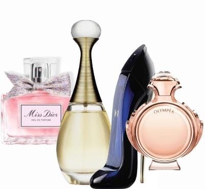 Conjunto de 4 perfumes | Miss Dior + J'adore + Good Girl + Olympéa - 100 ml