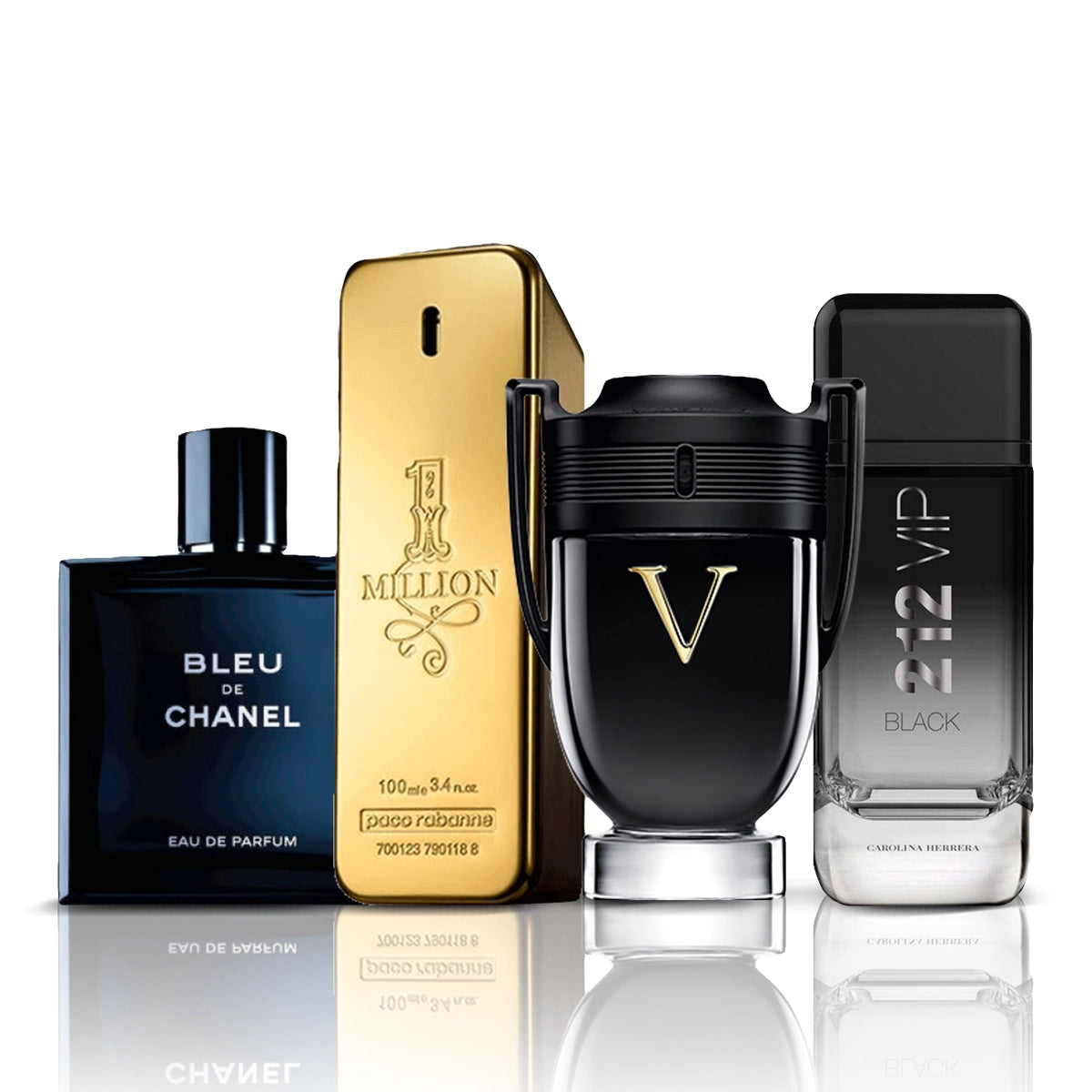 Conjunto de 4 perfumes | Bleu de Chanel + One Million + Invictus Victory + 212 VIP Black 100 ml